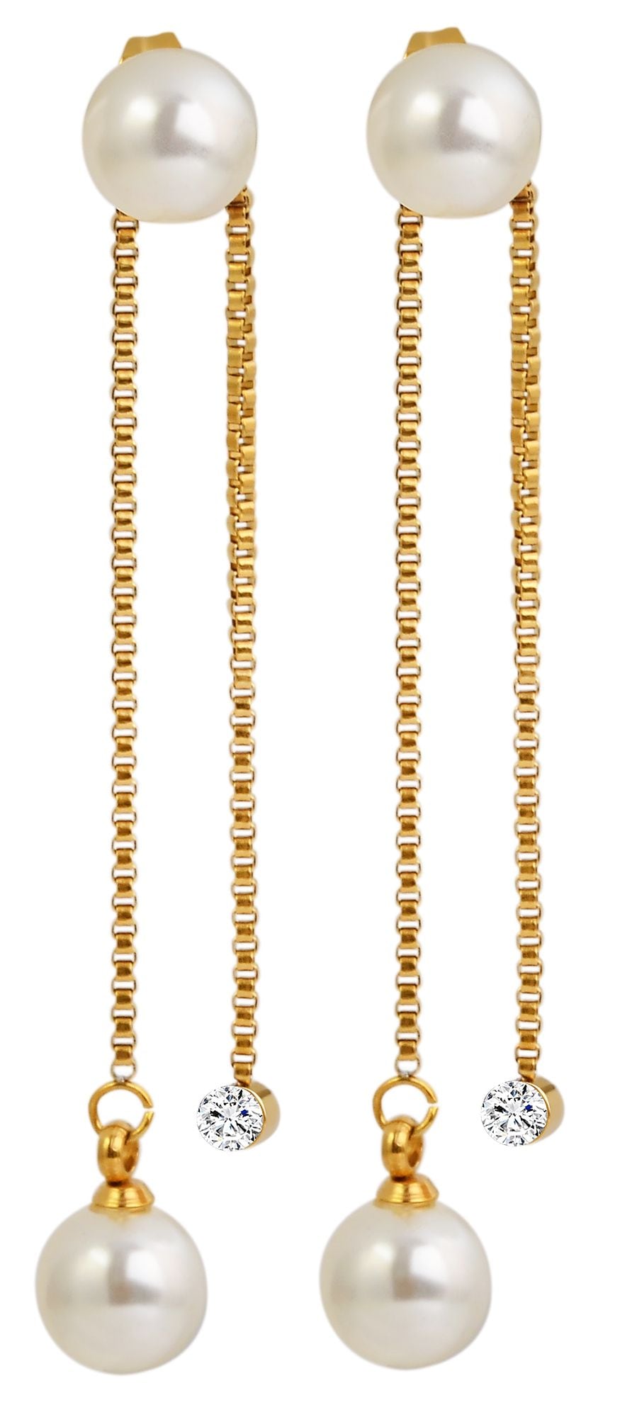 Paar Ohrhänger ADELIA´S "Damen Ohrringe – Ohrstecker aus Edelstahl mit Perle", Damen, Gr. Damen, Edelstahl, gold, Ohrringe, Ideal als Geschenk – dezent und elegant