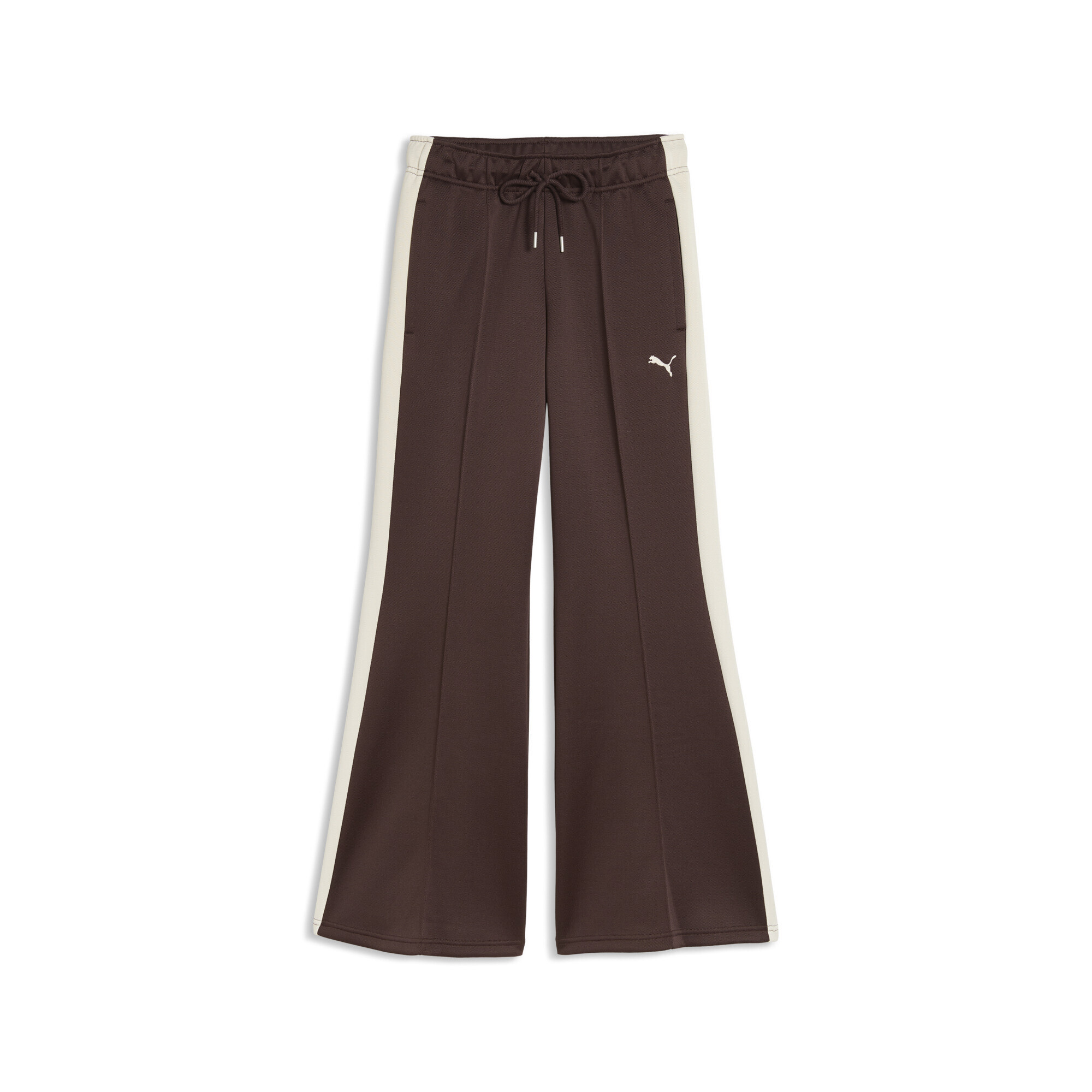 Sporthose PUMA "T7 Schlaghose Damen", Damen, Gr. L, Normalgrößen, chocolate braun, Obermaterial: 67% Polyester, 33% Baumwolle; Einsatz: 67% Polyester, 33% Baumwolle; Seitentasche – Oben: 100% Baumwolle, unifarben, comfort fit, Hosen Sporthose