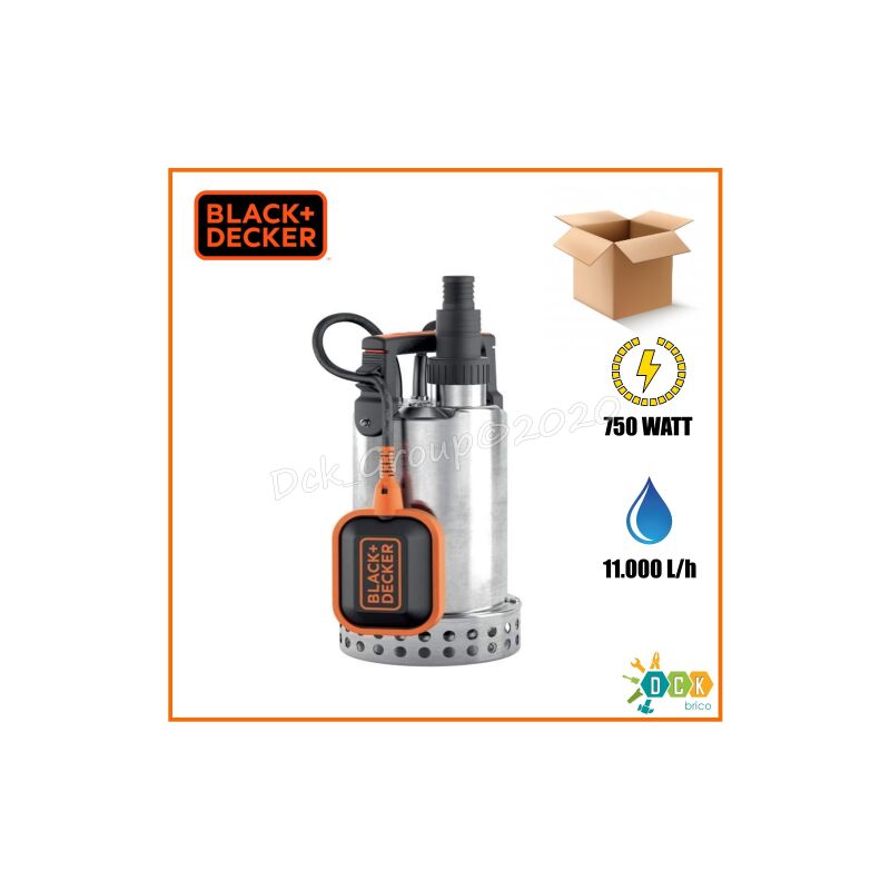 Black&decker - Pompa Immersione Per Acque Chiare Black+decker Bxup750xce (750 W, Portata Max. 11000 L/h, Prevalenza Massima 8.5 M)