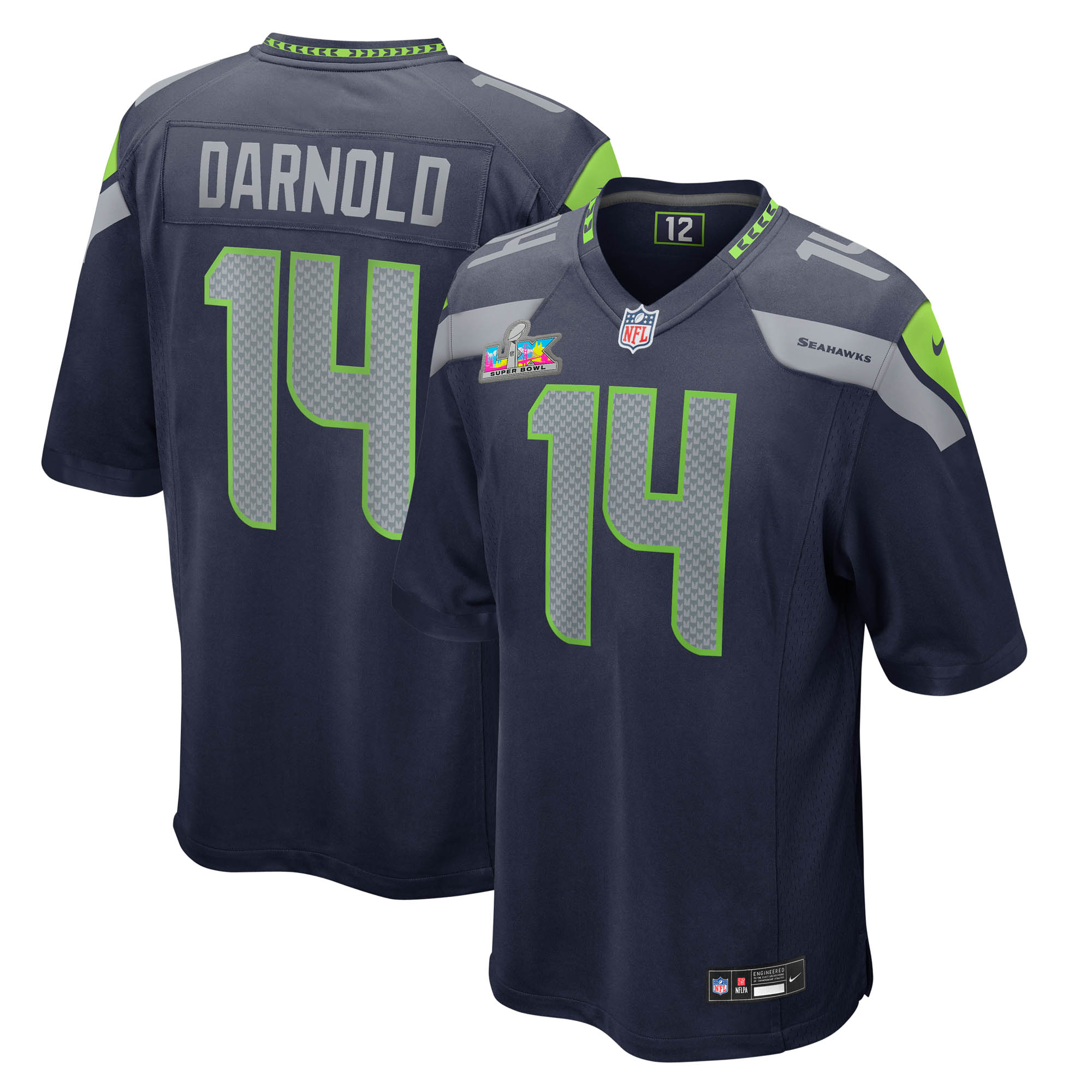 Seattle Seahawks Nike Game Heimtrikot Super Bowl LX Patch - Marineblau - Sam Darnold - Herren Image
