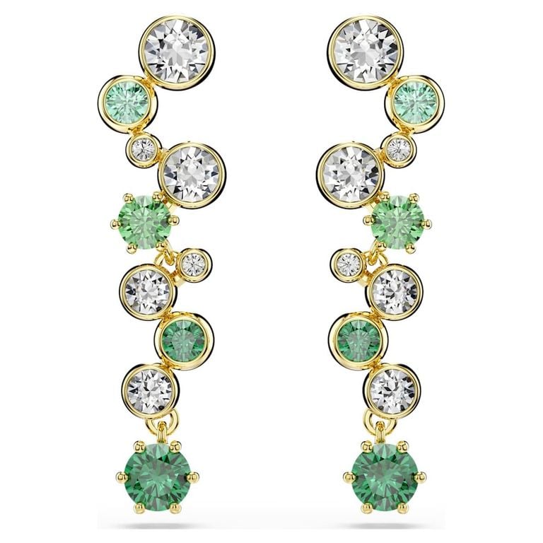 Constella Mixed Cuts Drop Earrings - Green - Swarovski Earrings