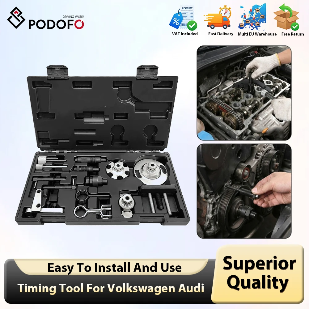 Kit di Attrezzi per Fasatura Motore Diesel Podofo, Strumento di Bloccaggio Albero a Camme per VW Audi A6L 2.7 Q7 3.0TDi 4.0 A4 A5 A6 A8 Q5 Q7 2.0D