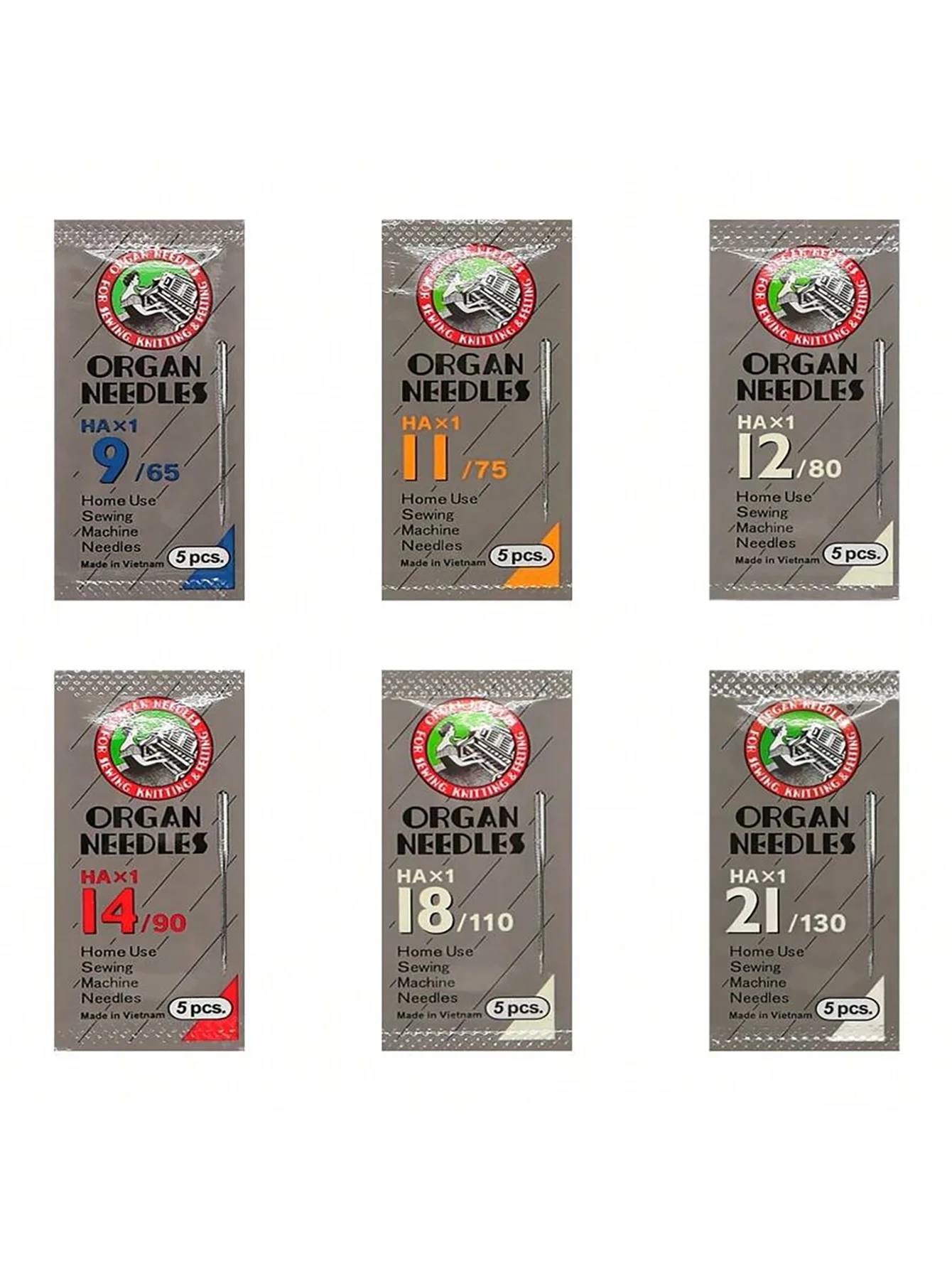 Aiguilles pour machine à coudre domestique Hax1, adaptées aux aiguilles de machine à coudre Singer, Brother 9/65, 11/75, 12/80, 14/90, 18/110, 21/130 (non adaptées aux machines à coudre