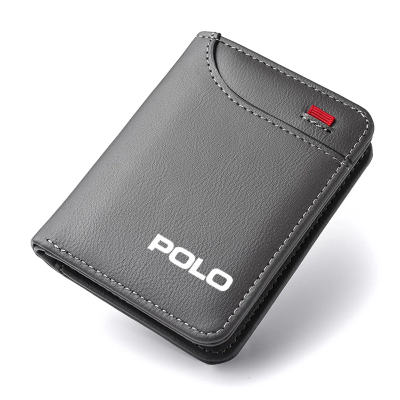 Porte-monnaie pour cartes de crédit, emblème de voiture, petit portefeuille Portable pour Volkswagen VW Polo 6R 6N 6N2 6C 9N 9N3 Rline R Line VW Polo, accessoires