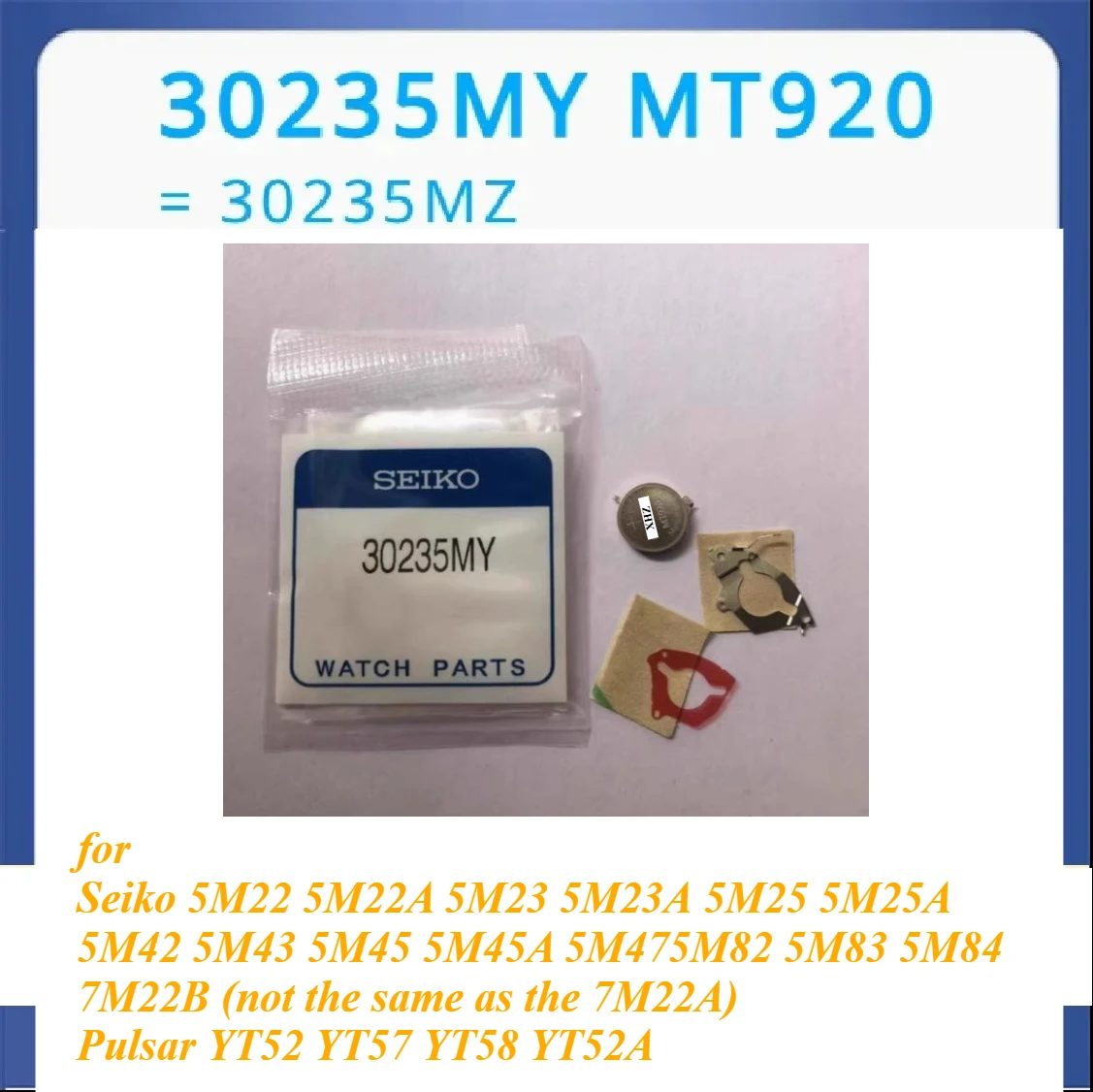 MT920 30235MY Kondensator MT-920 3023,5MY 3023-5MY Uhrenbatterie für Seiko Kinetic Watch 5M22 5M23 5M25 5M42 5M43 5M45 und mehr Image