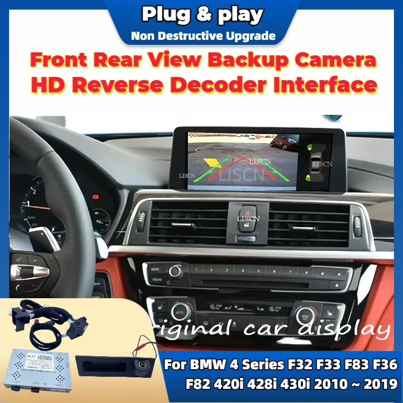 HD Vorne Hinten Backup Kamera Für BMW 4er F32 F33 F83 F36 F82 2009 ~ 2018 OEM Bildschirm Plug and Play Einparkhilfe Reverse Kamera Image
