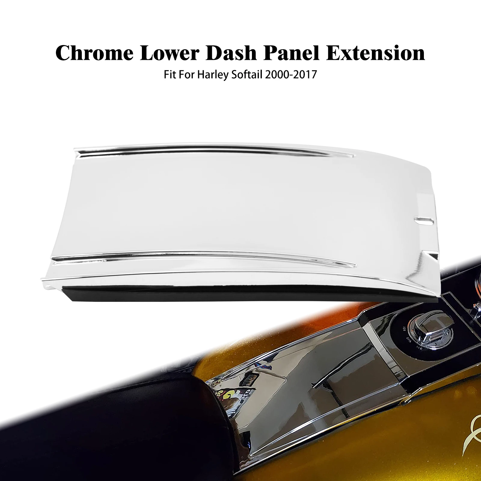Motorrad Chrome Lower Dash Panel Verlängerungsplatte Tank Zubehör für Harley Softail Fat Boy Heritage FLSTN Night Train 00-17 Image