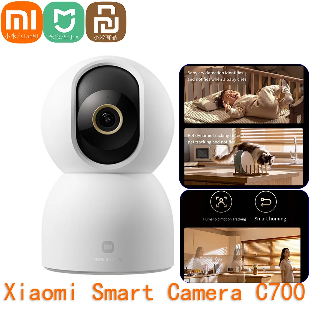 Xiaomi Mijia Kamera C700 4K Ultra Low Light Vollfarb-AI-Gesichtskamera für Babys/Haustiere, Gestenerkennung, WiFi6-Überwachungs-Webcam Image