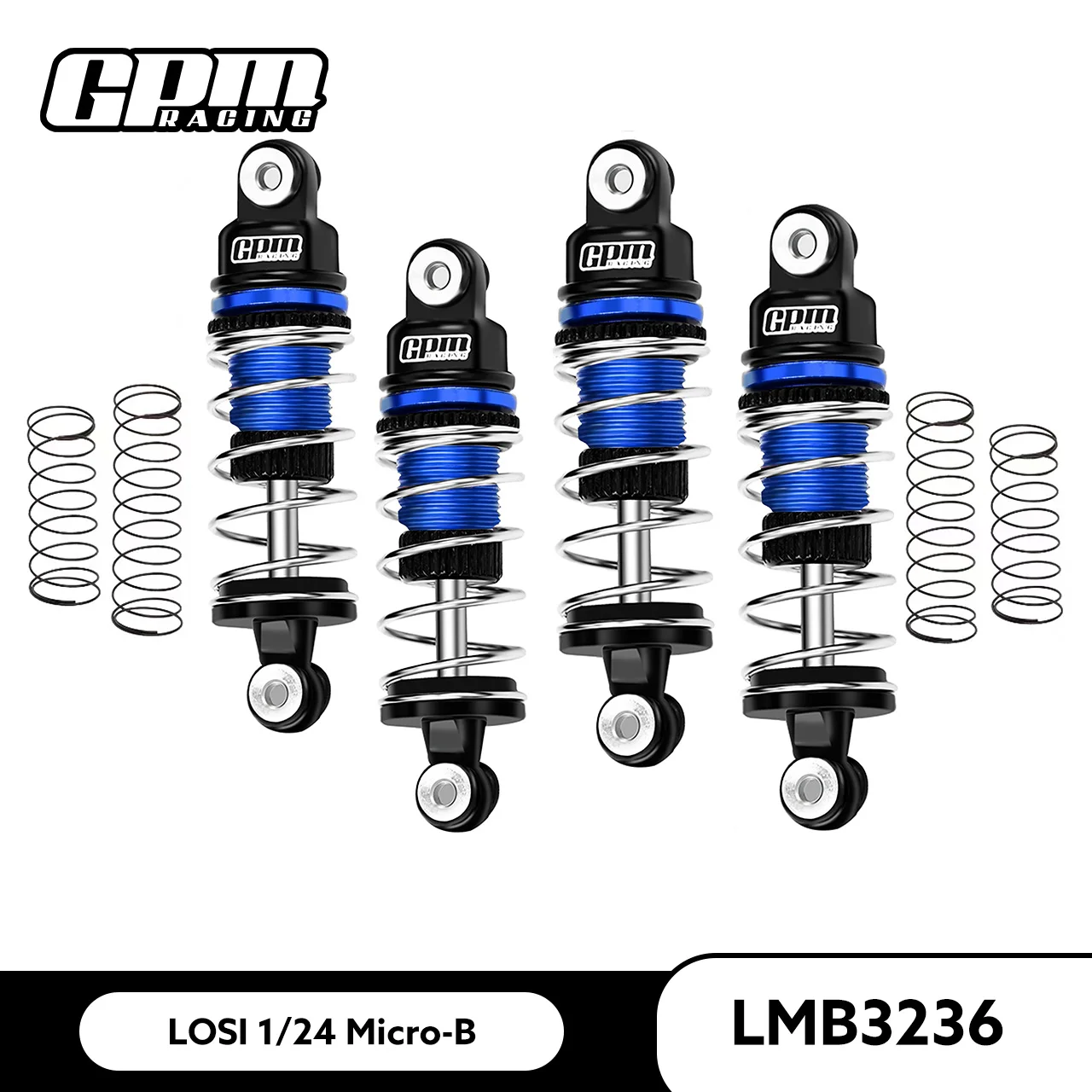 GPM Alloy 6061 Stoßdämpfersatz vorne (32 mm) und hinten (36 mm) für LOSI 1/24 Micro-B 2WD Image