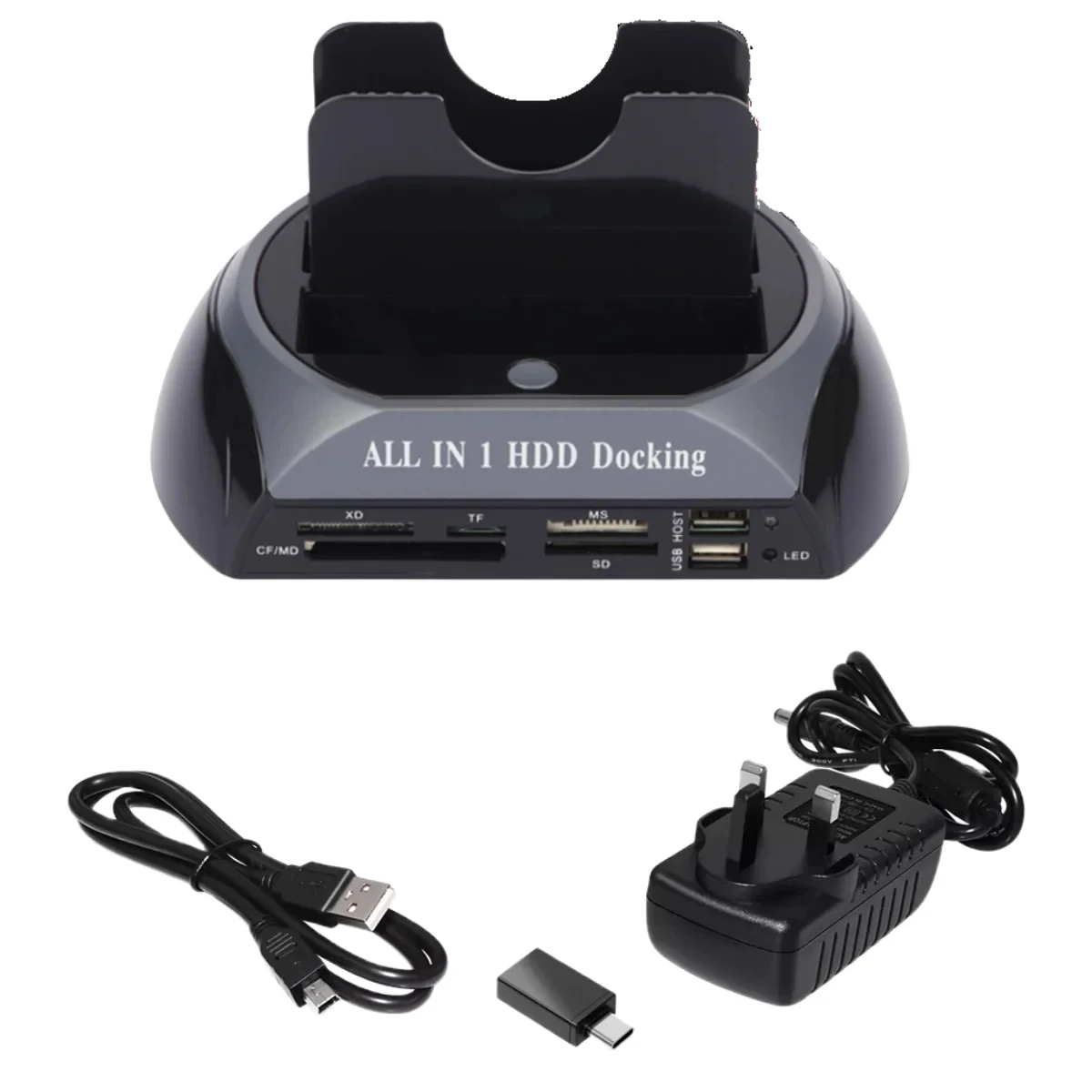 USB 2.0 zu IDE SATA Festplatte OTB Klon Dock All-in-One HDD Docking Station Dual Bay 2,5 Zoll 3,5 Zoll ESATA mit Kartenleser Image