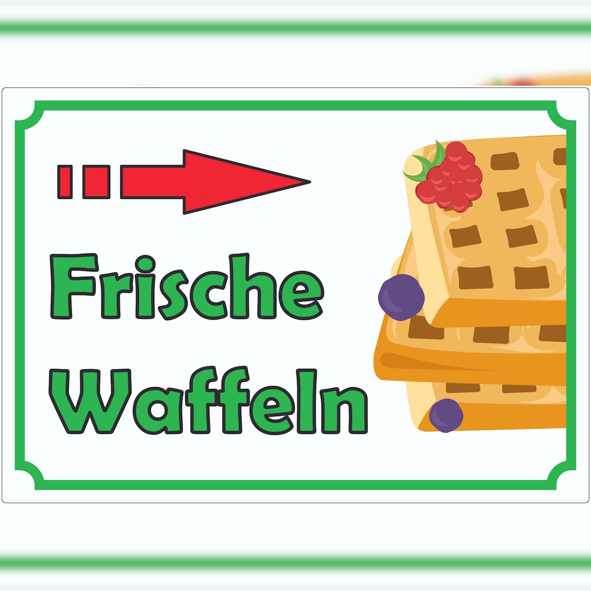 HB-Druck Frische Waffeln Aufkleber mit Pfeil rechts A3 (297x420mm) Image