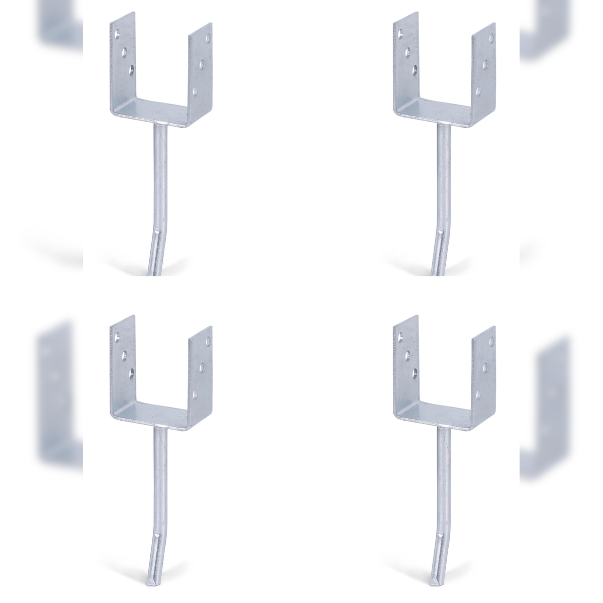 Alberts 4 x U-Pfostenträger mit Rundstahl-Betonanker, 91x104 mm, Betonanker 200 mm, feuerverzinkt, zum Einbetonieren Image