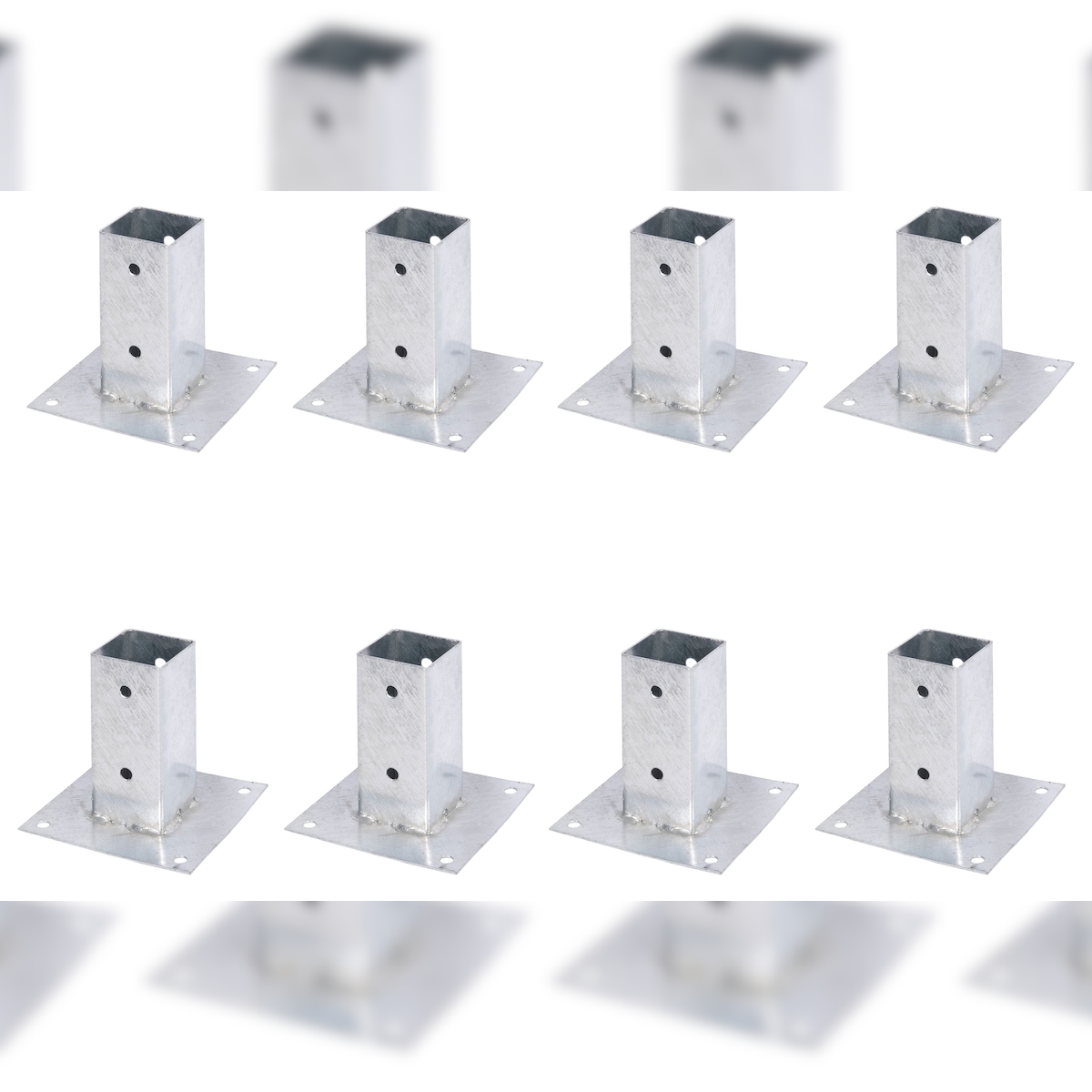 Alberts 8 x Aufschraubhülse für Vierkantholzpfosten, 61x61 mm, feuerverzinkt, zum Aufschrauben Image