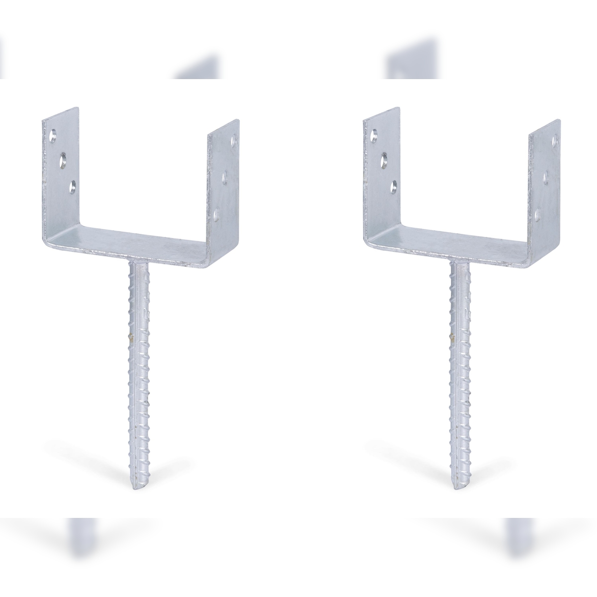 Alberts 2 x U-Pfostenträger mit Riffelstahl-Betonanker, 141x104 mm, Betonanker 200 mm, feuerverzinkt, zum Einbetonieren Image