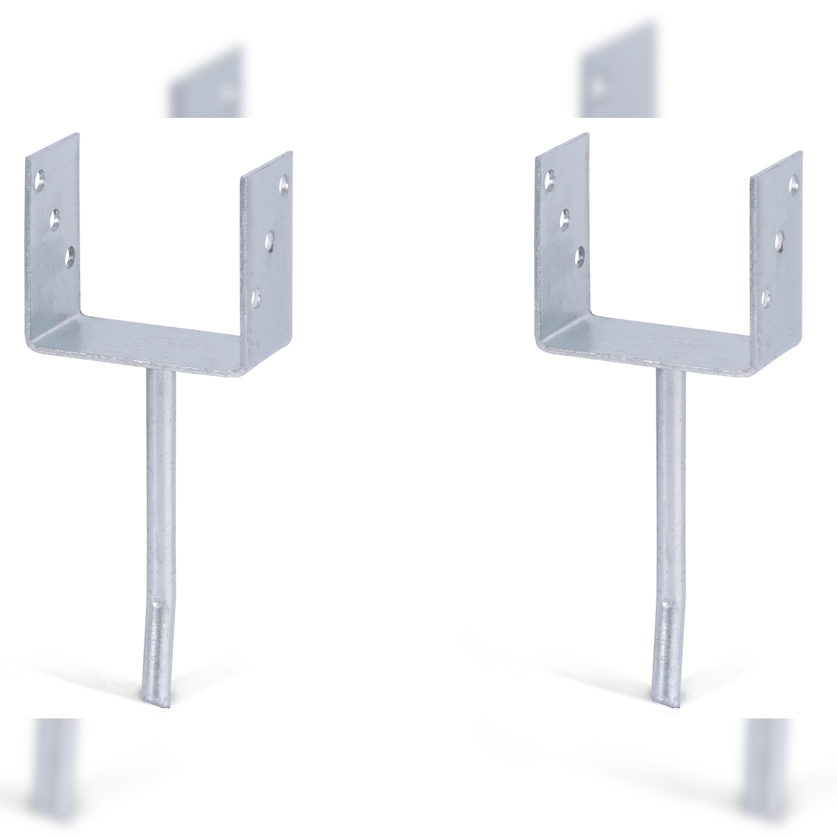 Alberts 2 x U-Pfostenträger mit Rundstahl-Betonanker, 121x104 mm, Betonanker 200 mm, feuerverzinkt, zum Einbetonieren Image