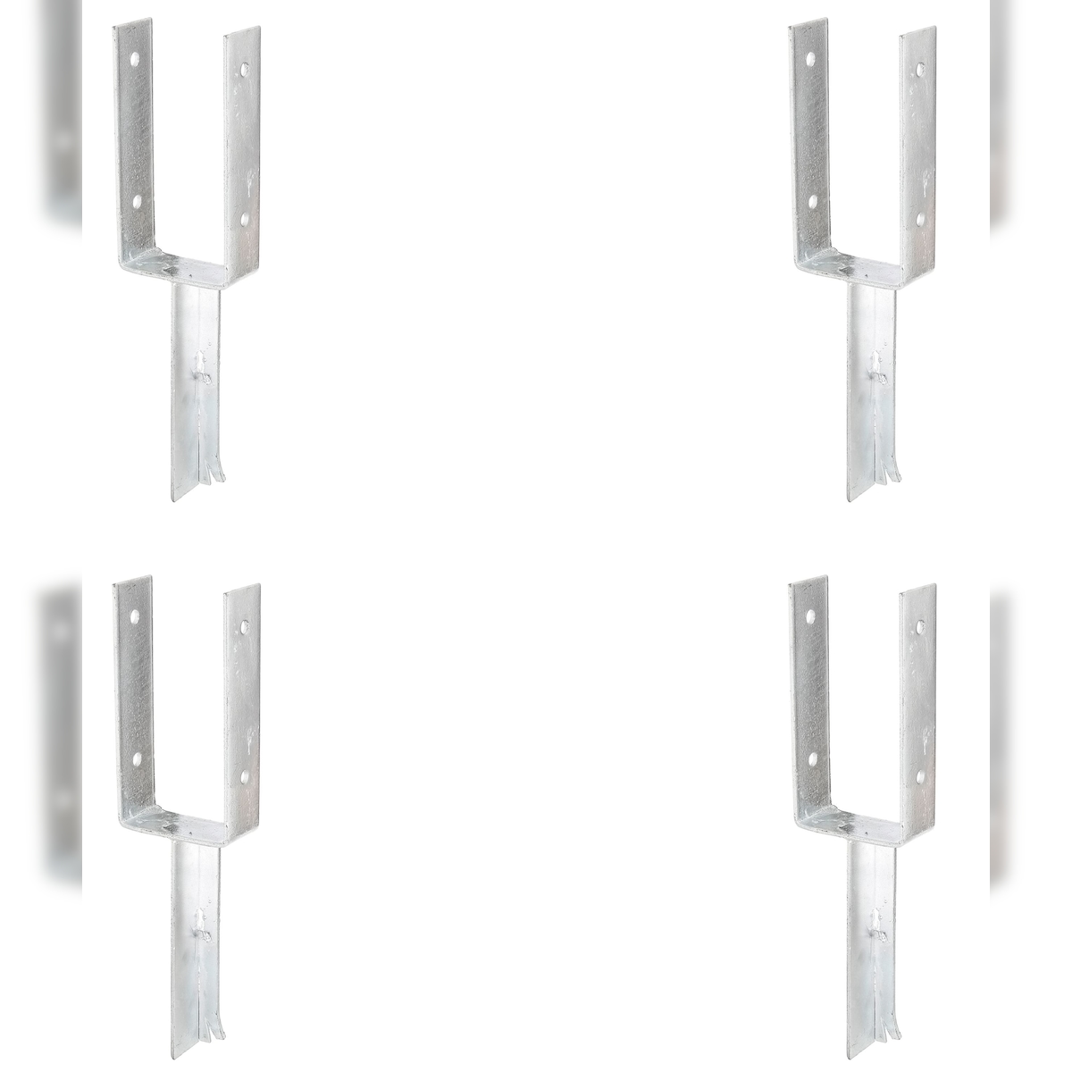 Alberts 4 x U-Pfostenträger mit Betonanker aus T-Eisen, 101x200 mm, feuerverzinkt, zum Einbetonieren, Betonanker 200 mm Image