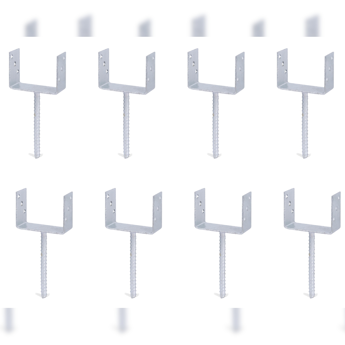 Alberts 8 x U-Pfostenträger mit Riffelstahl-Betonanker, 141x104 mm, Betonanker 200 mm, feuerverzinkt, zum Einbetonieren Image