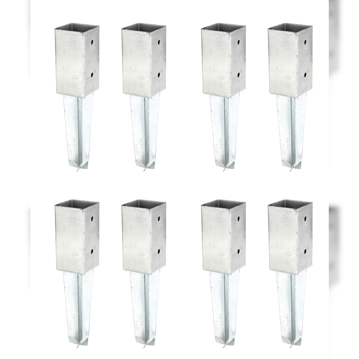 Alberts 8 x Bodenhülse für Vierkantholzpfosten, 71x71 mm, feuerverzinkt, zum Einbetonieren, Länge 350 mm Image