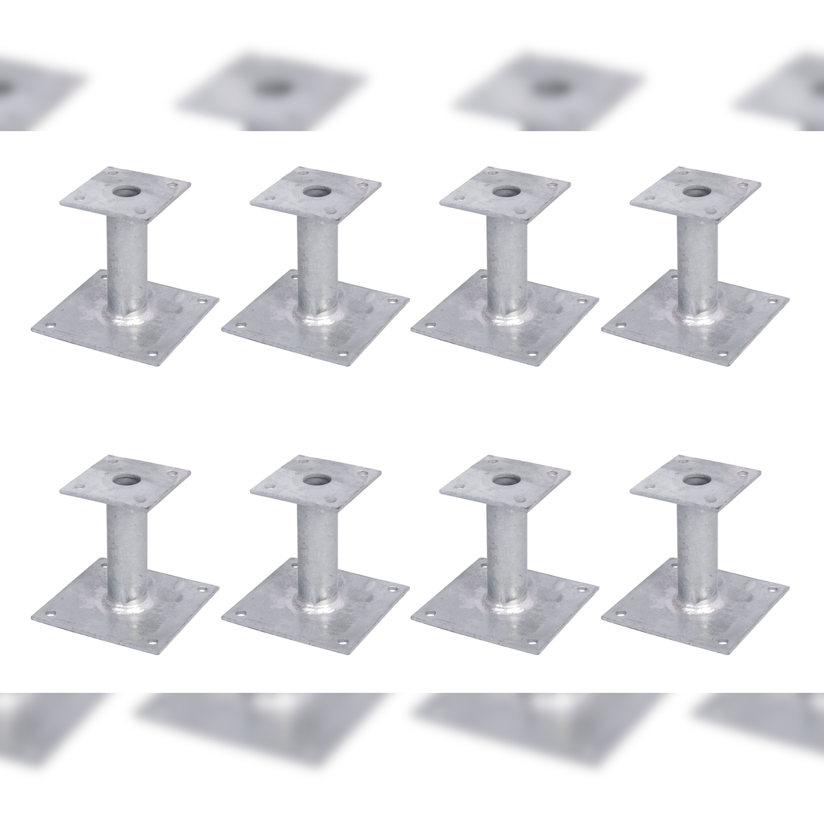 Alberts 8 x Pfostenträger, Platte 150x150 mm, Rohr-Ø 42 mm, feuerverzinkt, zum Aufschrauben Image