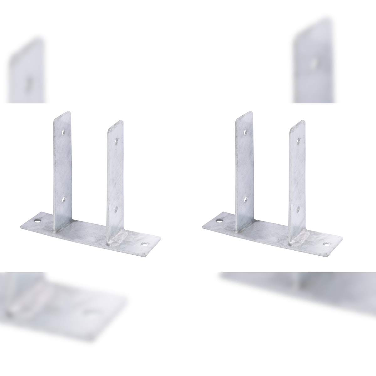 Alberts 2 x U-Pfostenträger, zum Aufschrauben, für Holzpfosten 81 mm, Höhe 200 mm, feuerverzinkt Image