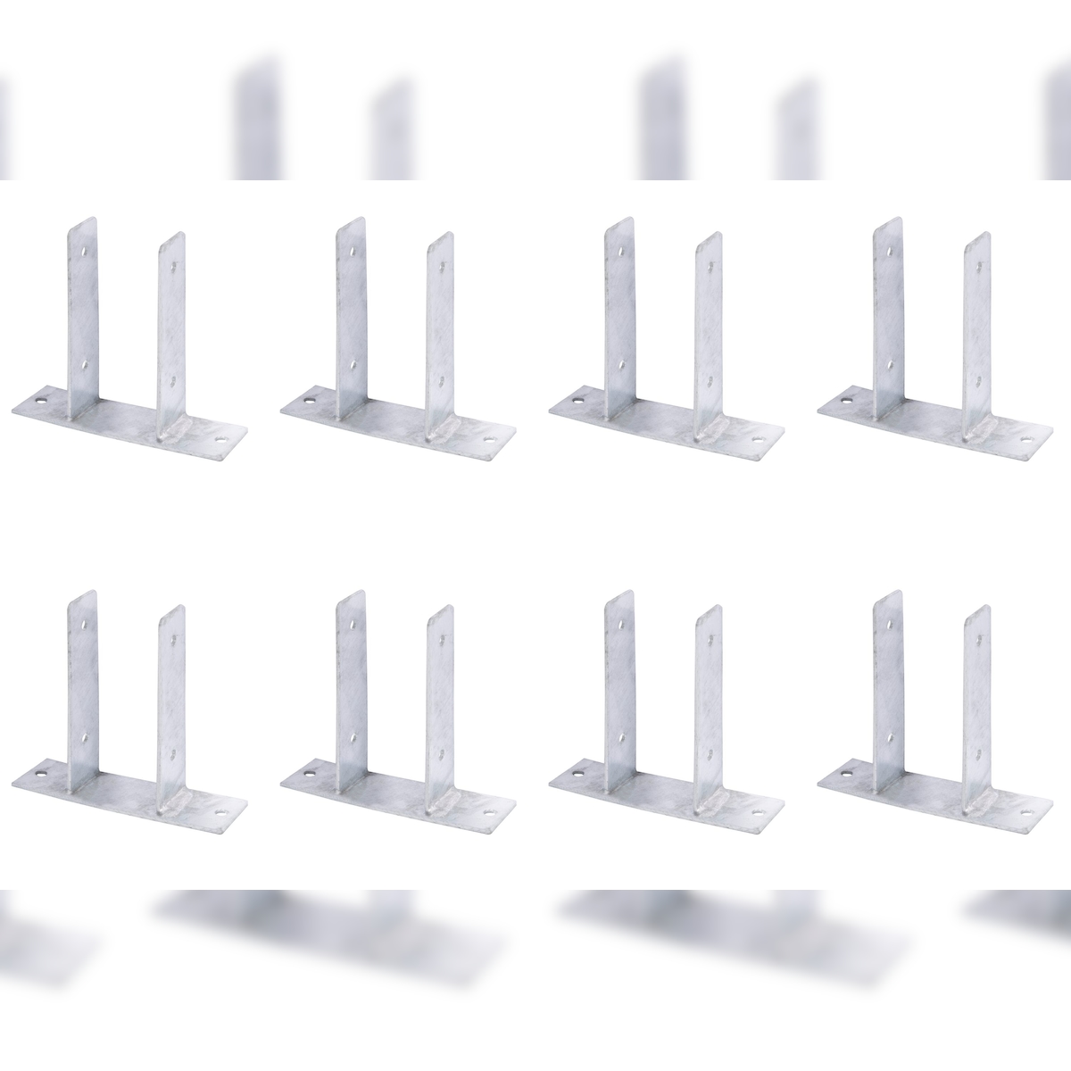 Alberts 8 x U-Pfostenträger, zum Aufschrauben, für Holzpfosten 81 mm, Höhe 200 mm, feuerverzinkt Image
