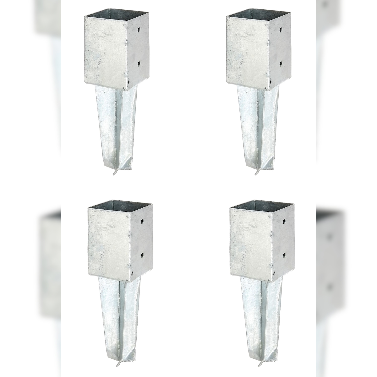 Alberts 4 x Bodenhülse für Vierkantholzpfosten, 91x91 mm, feuerverzinkt, zum Einbetonieren, Länge 350 mm Image
