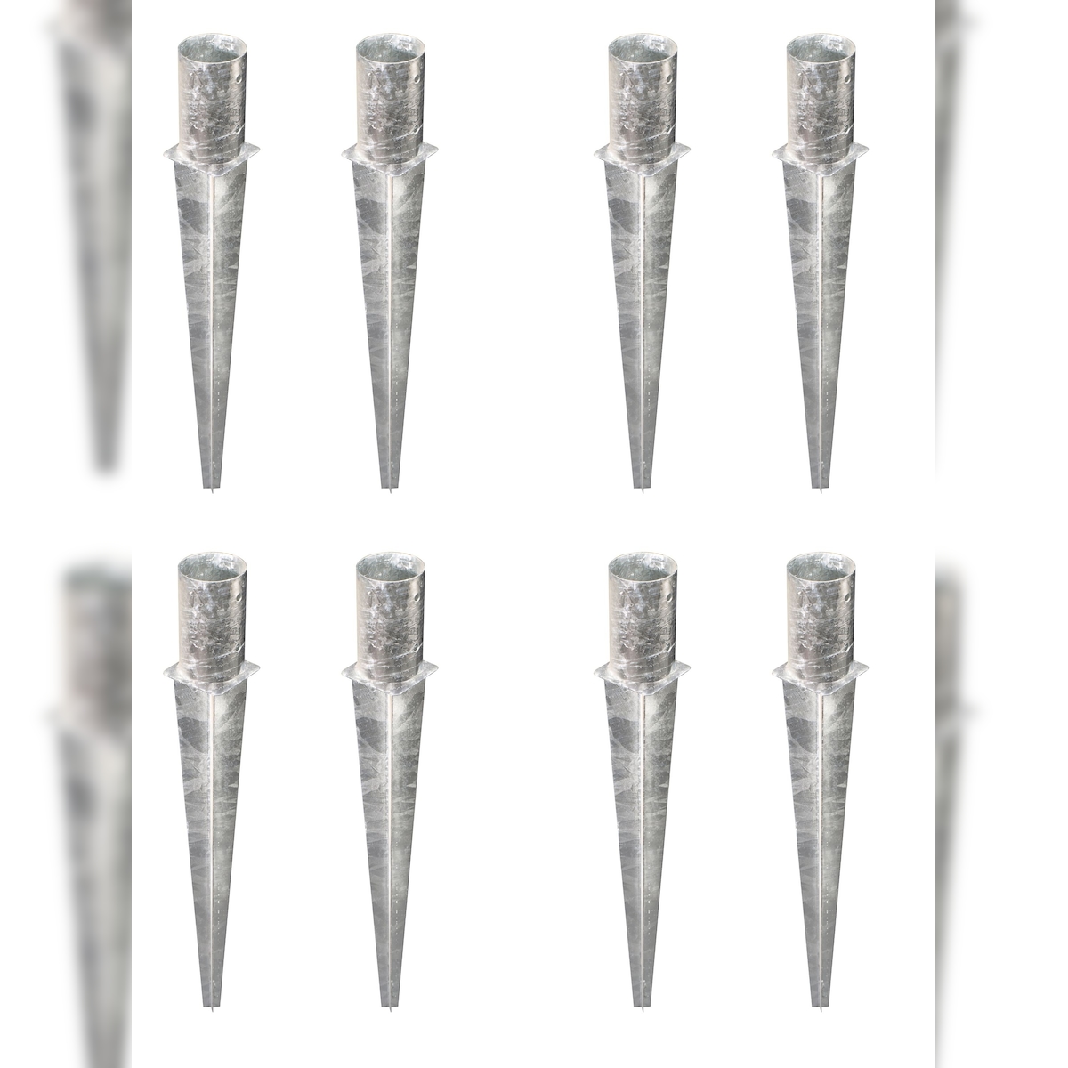 Alberts 8 x Einschlag-Bodenhülse für Rundholzpfosten, Ø141 mm, Länge 750 mm, feuerverzinkt, zum Einbetonieren Image