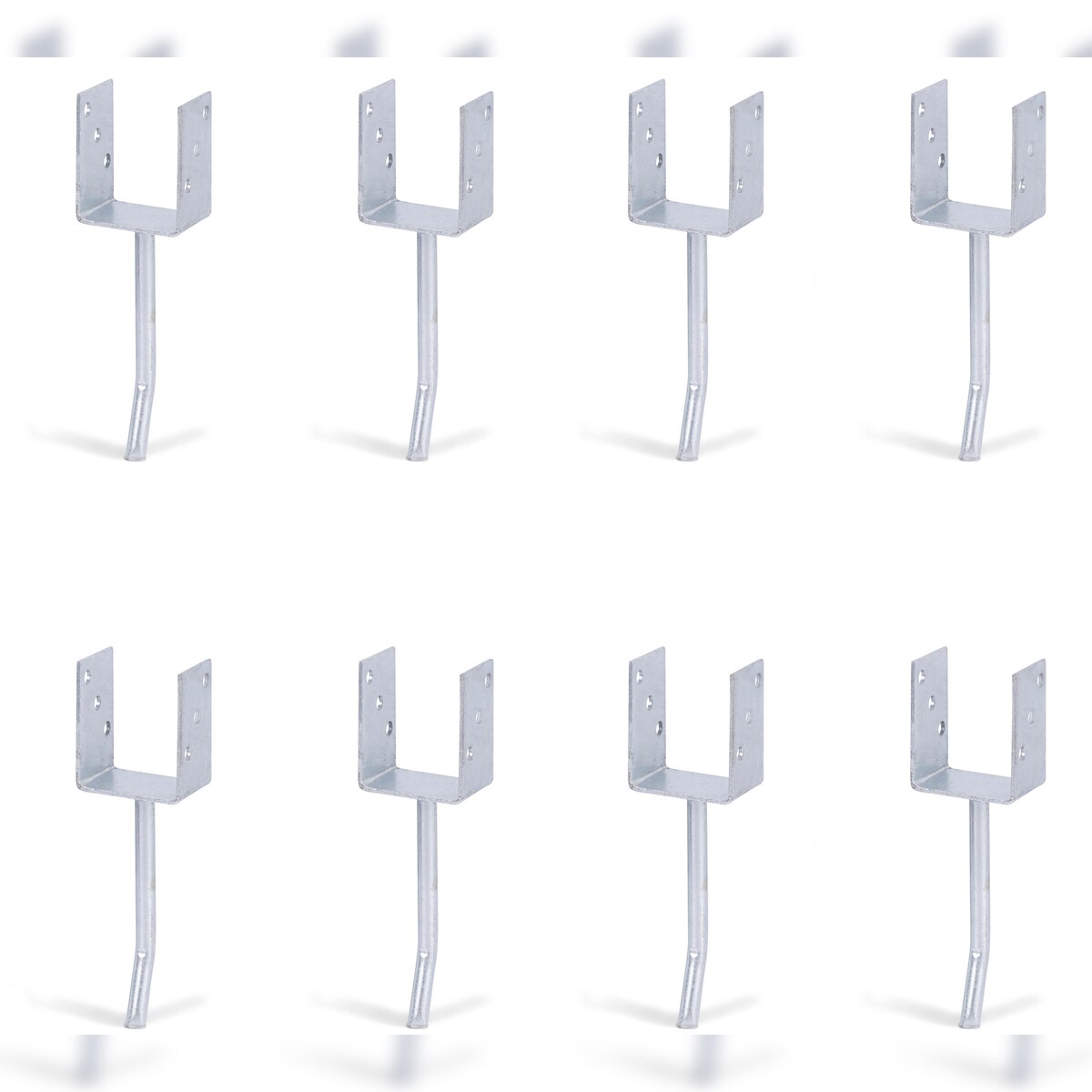 Alberts 8 x U-Pfostenträger mit Rundstahl-Betonanker, 81x104 mm, Betonanker 200 mm, feuerverzinkt, zum Einbetonieren Image