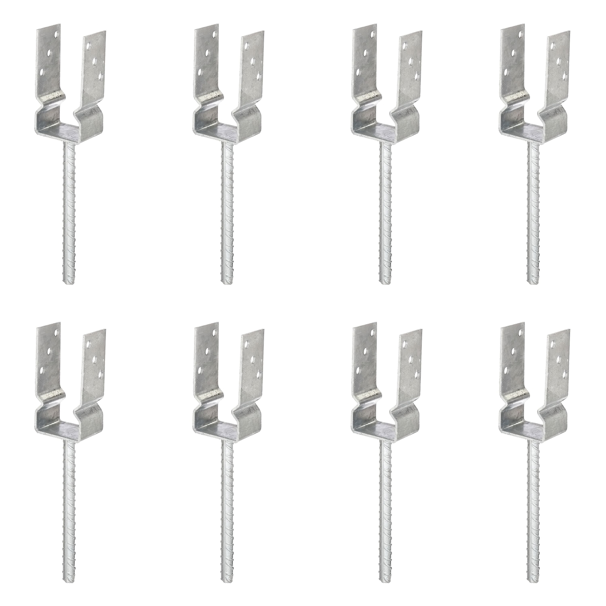 Alberts 8 x U-Pfostenträger zum Einbetonieren, Riffelstahl-Betonanker, 71x71 mm, feuerverzinkt Image