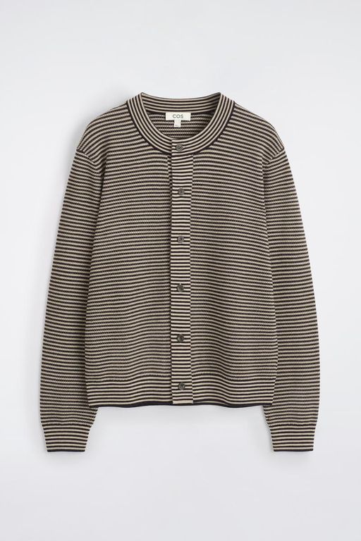 Striped Merino Wool Cardigan - Brown - COS Knitwear