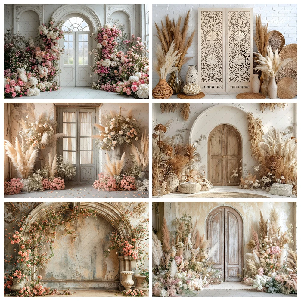 Fotografie Hintergrund Frühling Garten Blumen Haus Kind Geburtstag Party Kuchen Zerschlagen Porträt Dekor Hintergrund Foto Studio Image