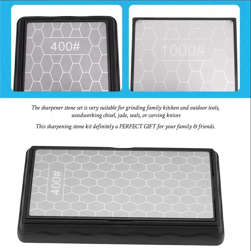 Doppelseitige Basis Diamant-Schleifstein Schleifstein Messer Küche Körnung Kochmesser Schleifen 400/600/1000/1200 Körnung Spitzer Image