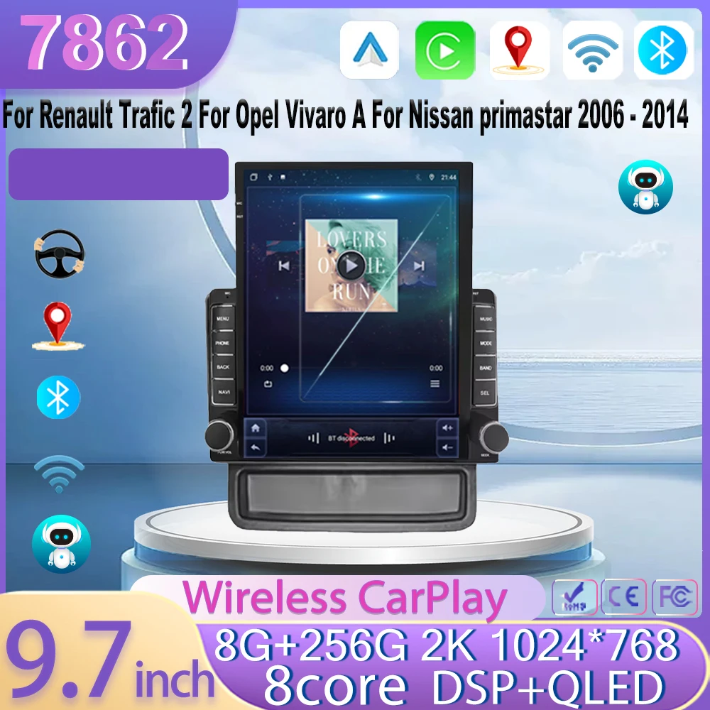 9,7 Zoll Für Renault Trafic 2 Für Opel Vivaro EINE Für Nissan primastar 2006-2014 Navigation GPS Carplay Android Auto 4G Keine 2din Image