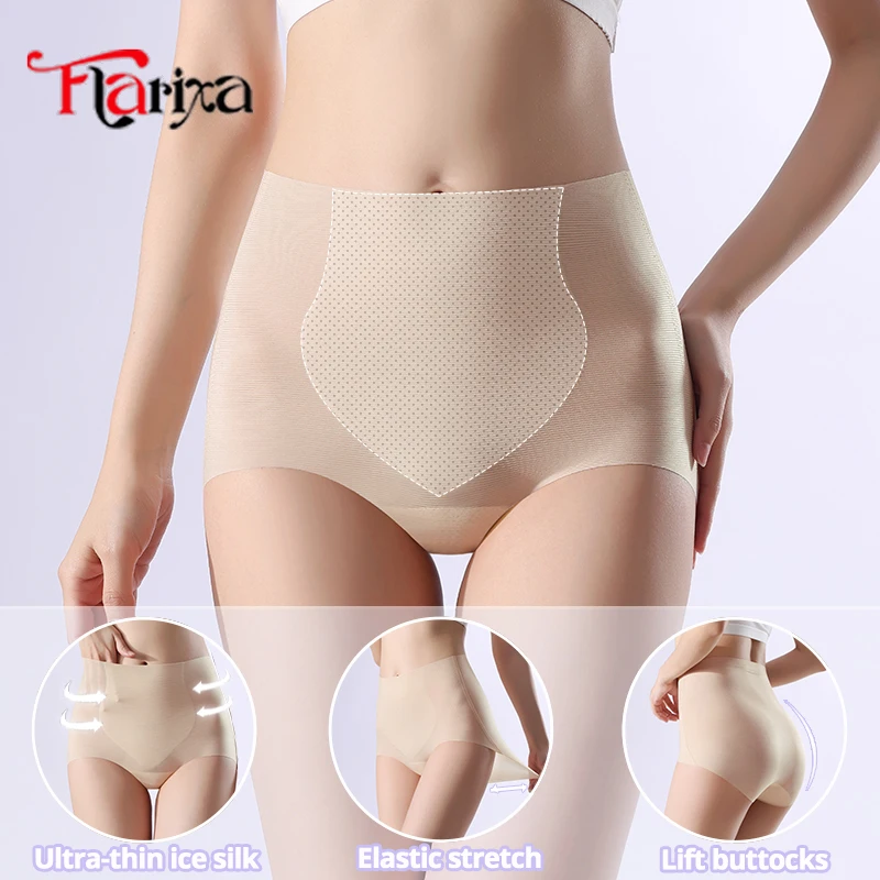 Flarixa Ultra Dünne Eis Seide Höschen Frauen Nahtlose Unterwäsche Hohe Taille Bauch Abnehmen Gestaltung Höschen Atmungsaktive Damen Slip Image