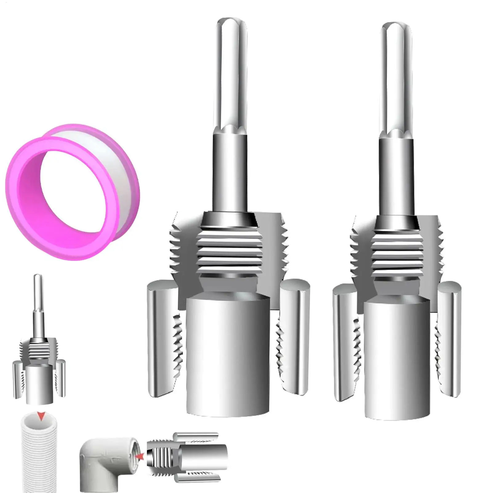 PVC-Einfädler für Bohrrohr-Einfädel-Set, Außenschneider, 1/2 und 3/4 Matrizen für Holzschläuche, elektrische Bohrmaschine, Metallhandwerk, Heimreparatur Image
