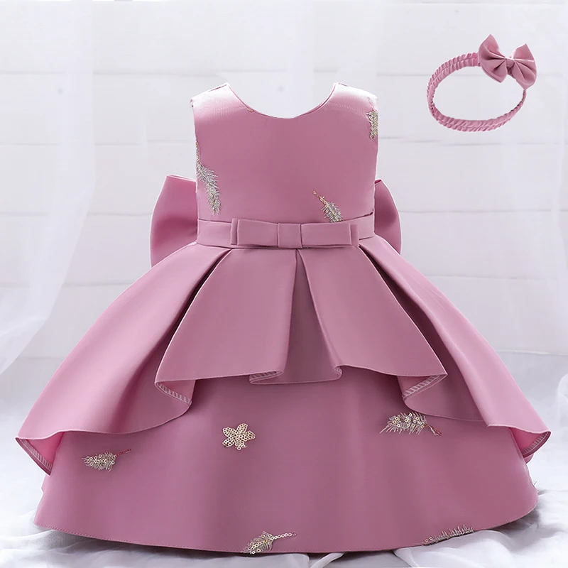 Kleinkind Baby Mädchen Geburtstag Prinzessin Kleider Neugeborene Hochzeits feier Kleid für Mädchen Säugling Stickerei Bogen Sommerkleid ung 12m 5y Image
