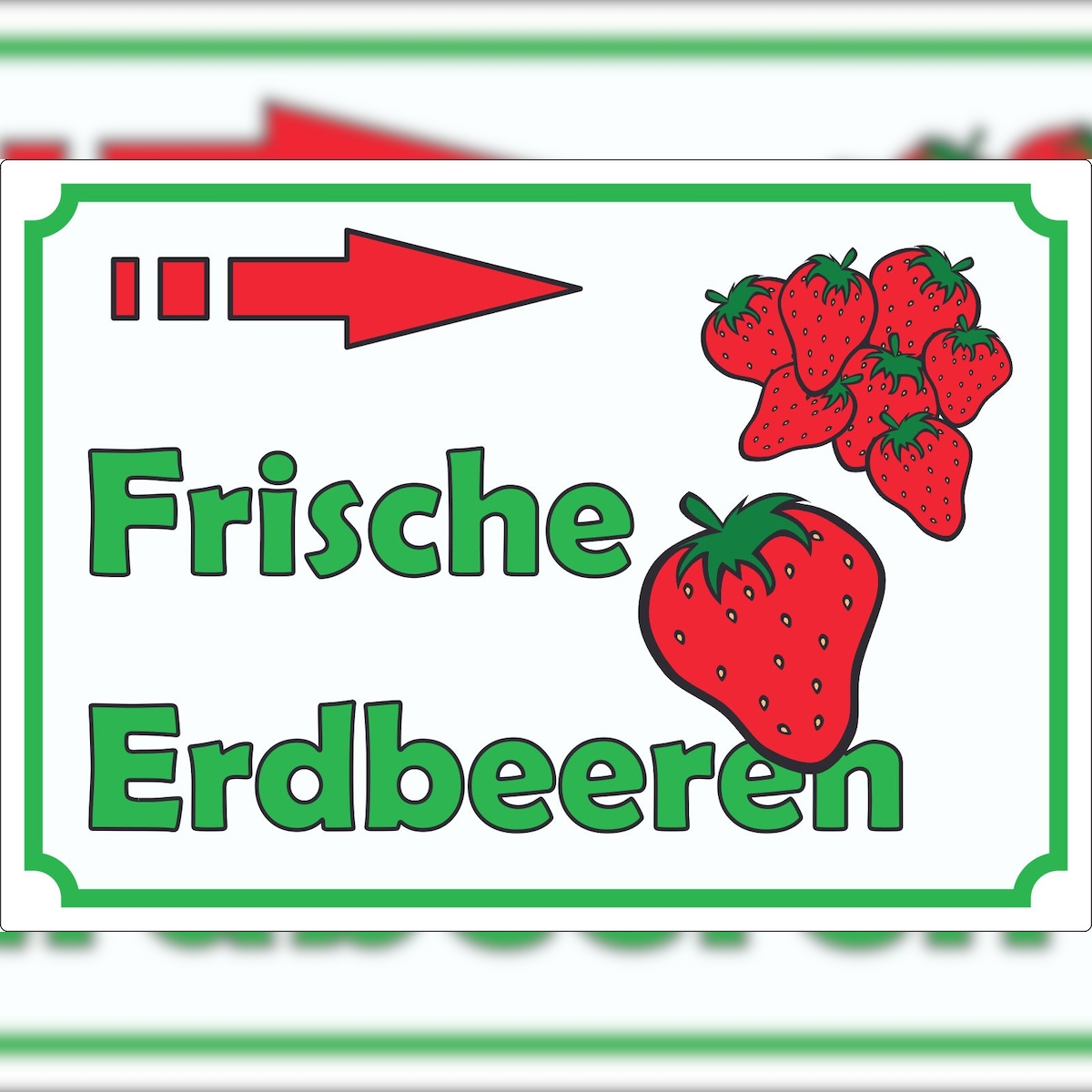 HB-Druck Werbeaufkleber Aufkleber Erdbeeren mit Pfeil nach rechts A7 (74x105mm) Image