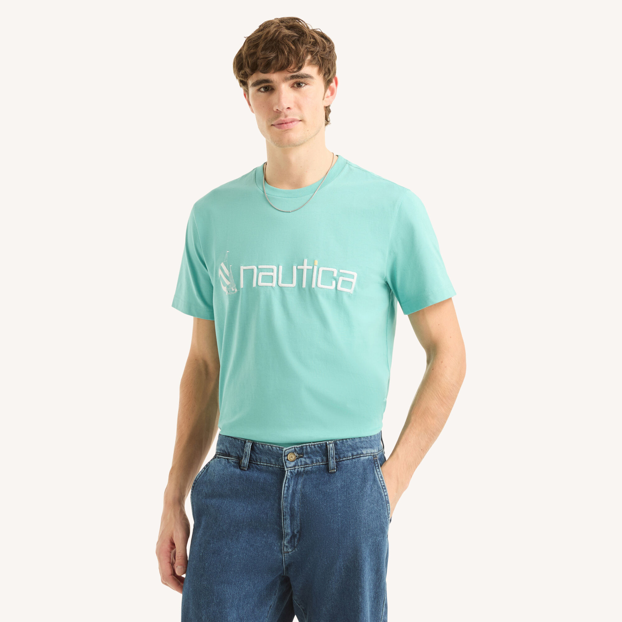 Nautica Men's Logo Graphic T-Shirt 420 (Angel Blue), XL