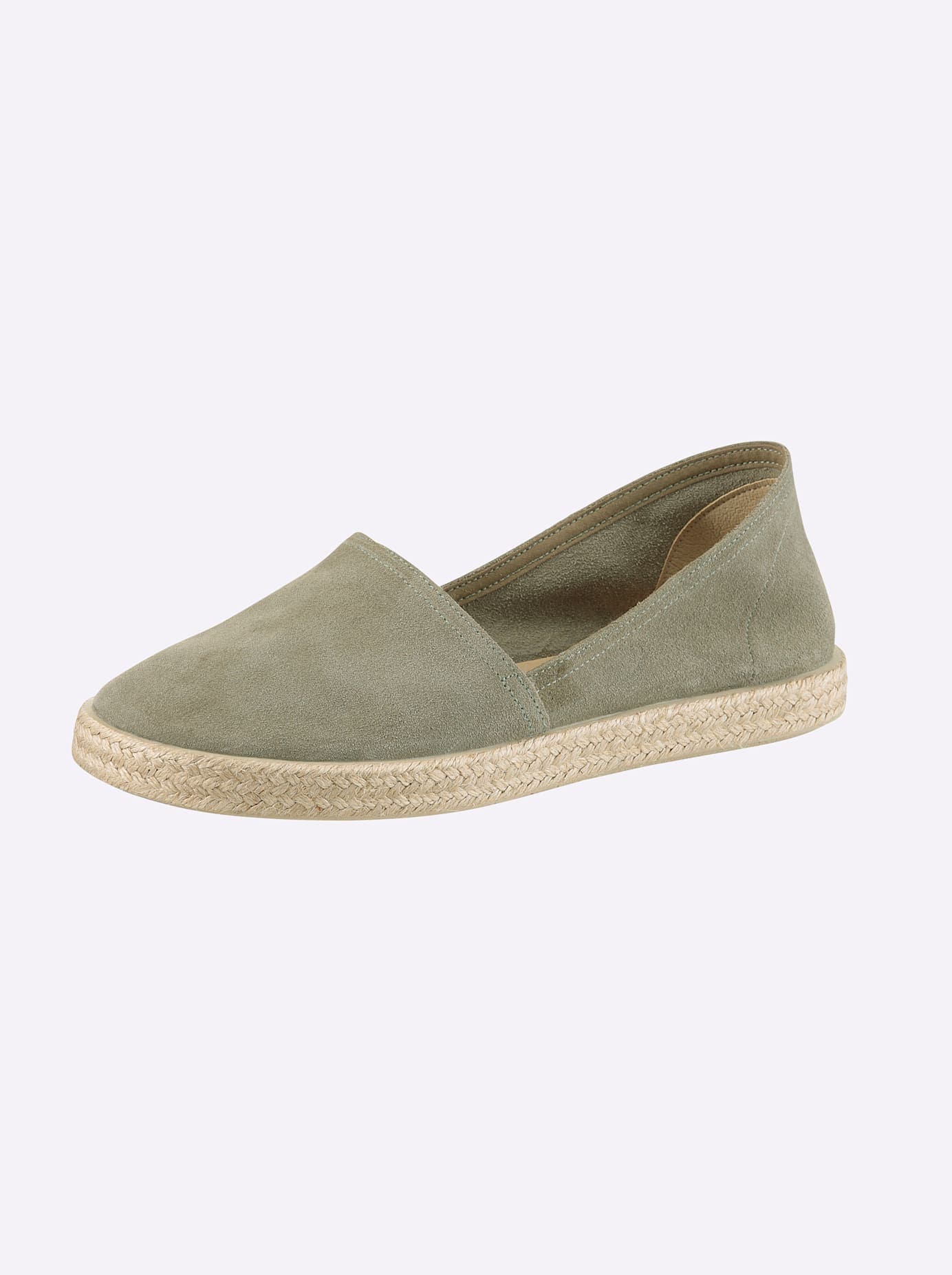 Slipper CASUAL LOOKS, Damen, Gr. 42, eucalyptus, Veloursleder, Schuhe Slipper