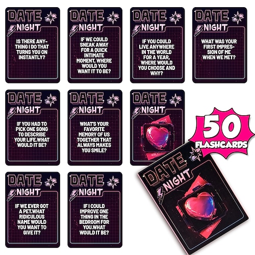 2er-Packung mit 100 Date-Night-Karten für Paare, lustig Romantische Gesprächsanregungen für ein Date-Night-Spiel, Beziehungskarten für Ehepaare, perfektes Geschenk zum Jahrestag oder Valentinstag Image