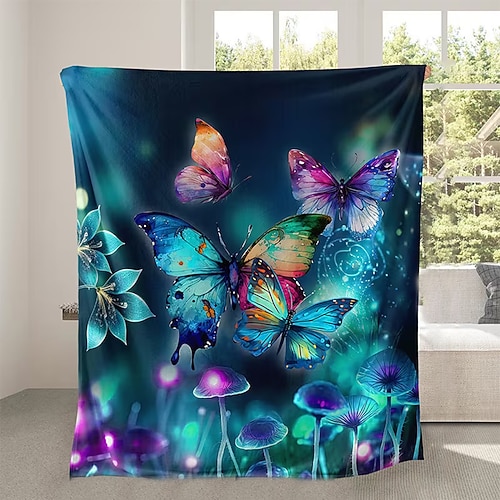 Tapisserie Fleecedecken Überwurfdecke für die Couch Schmetterling Klassisch 3D Sofa Bett Dekorative Decke Warme Decke Wohndeko Image