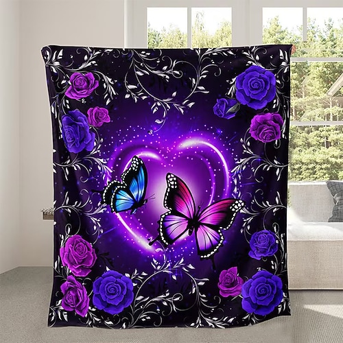 Tapisserie Fleecedecken Überwurfdecke für die Couch Schmetterling Klassisch 3D Sofa Bett Dekorative Decke Warme Decke Wohndeko Image