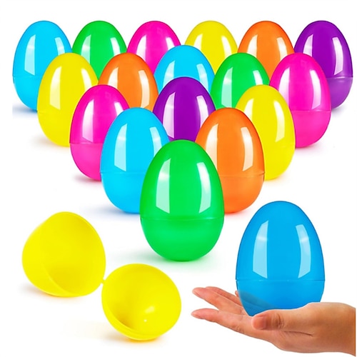 30/50 Stück 8 cm große Ostereier, befüllbare Plastikeier, leere, bunte Eierschalen mit Scharnier, ideal für die Ostereiersuche, zum Befüllen von Leckereien, als Gastgeschenk, zum Befüllen von Image
