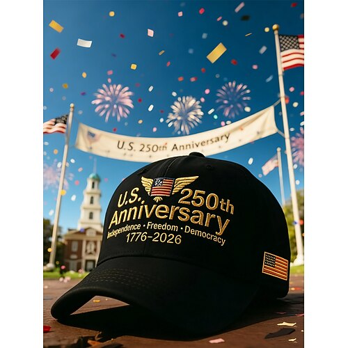 Damen Hut Hut zum 250-jährigen Jubiläum der Vereinigten Staaten Baseballkappe Sonnenhut Grafikkappe Sonnenschutz Winddicht Atmungsaktiv Täglich Outdoor Straße Stickerei Farbblock Buchstabe Image