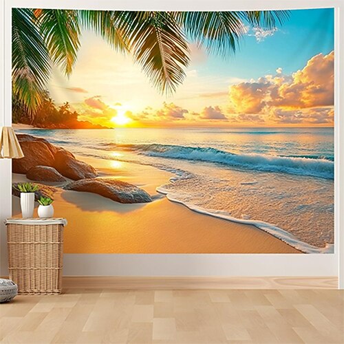 Tapisserie Banner Decke Strand 3D Schlafzimmer Wohnzimmer Wohnheim Jugendzimmer Studentenwohnheim Wandveranda Wohndeko Image