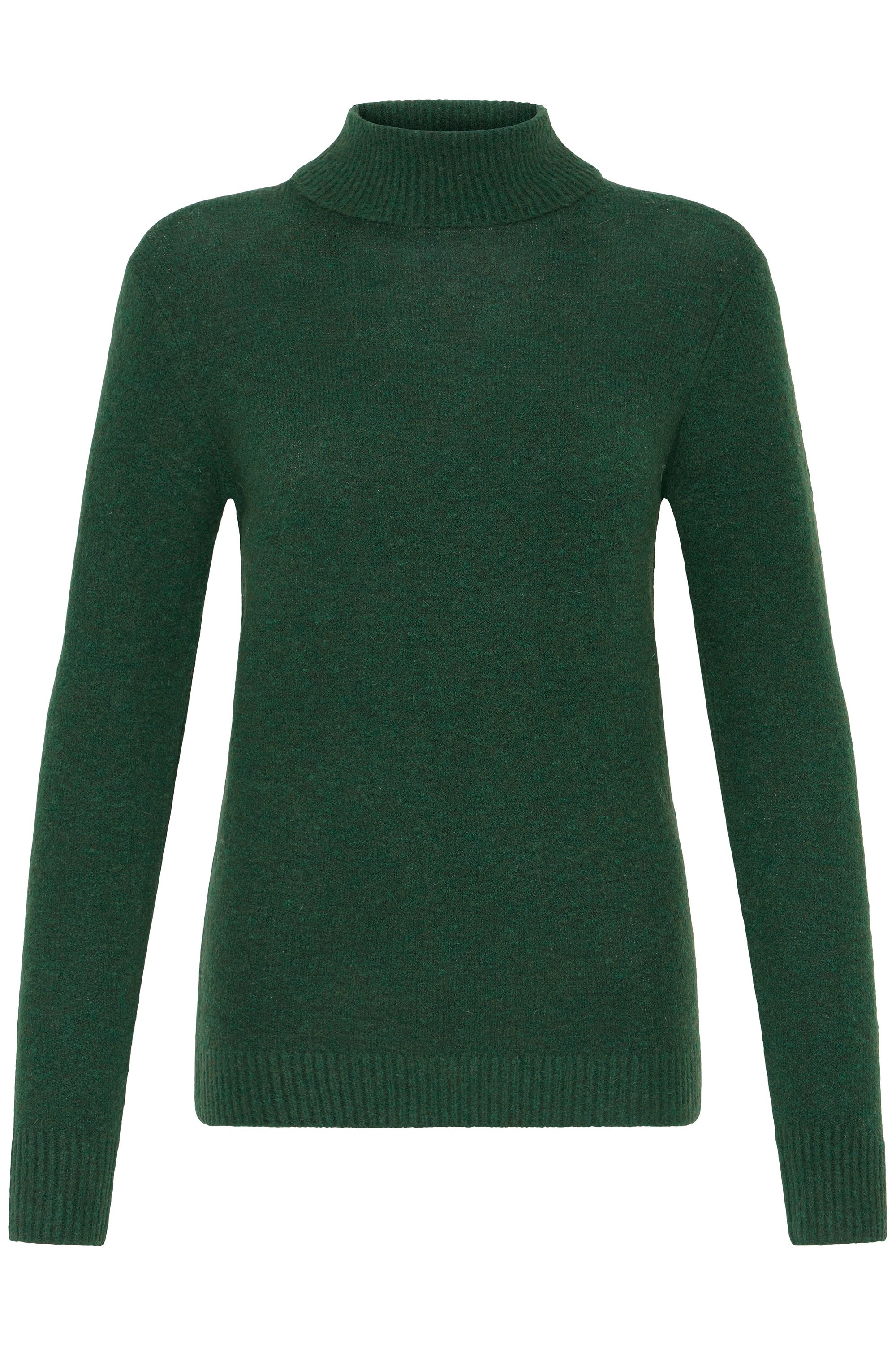 Rollkragenpullover OXMO "Rollkragenpullover OXISIGNE", Damen, Gr. S, grün (pineneedle), Obermaterial: 44% Polyester Pol. recyc.. 23% Polyacryl PAN. 22% Polyester PES. 5% Ziegenhaar HZ. 3% Wolle mw., Pullover Rollkragenpullover