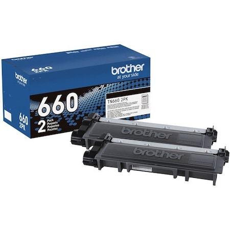 BROTHER TN6602PK Brother Standard Yield Black Toner Cartridge, 2600 Yield, PK2