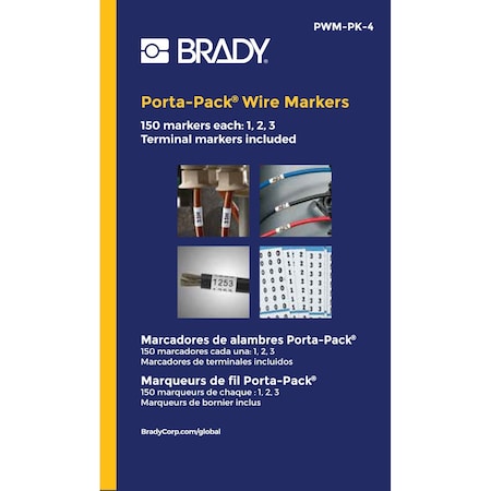 BRADY PWM-PK-4 Porta-Pack Wire Marker Book Repositionable Vinyl Cloth Legend: