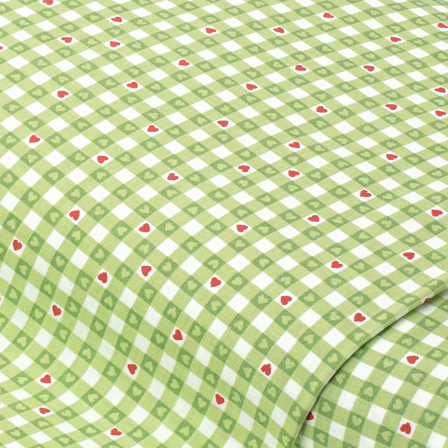 Baumwollstoff Karo/Herzchen Mona, grün/rot Image