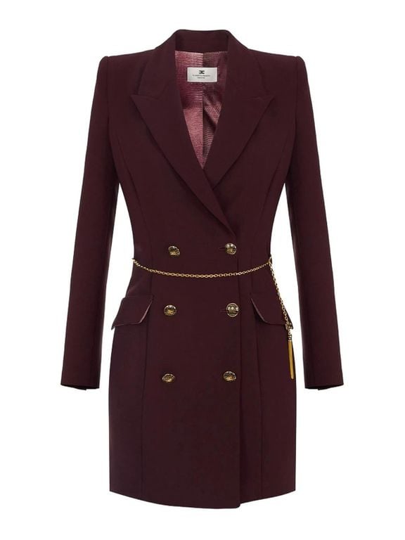 Double-Breasted Short Dress - Purple - Elisabetta Franchi Dresses